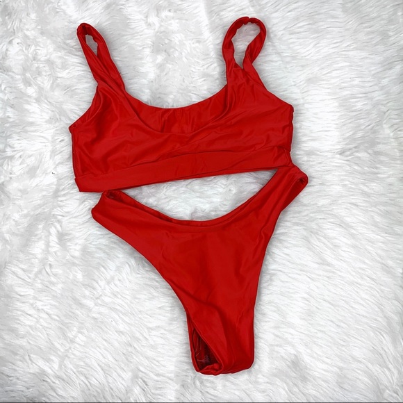 👙New! “JENNY” Red High Leg Bikini NWT - Picture 4 of 7